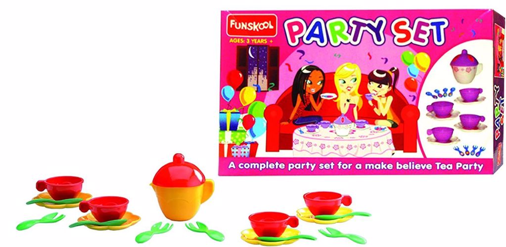 Full size cover page of the book 'Funskool Party Set- kids toy tea party set age 3+ 9802000'