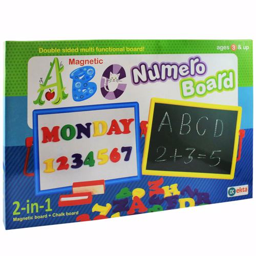 Full size cover page of the book 'Ekta Magnetic ABC Numero Board- kids educational 2 in 1 magnetic and halk board age 3+'