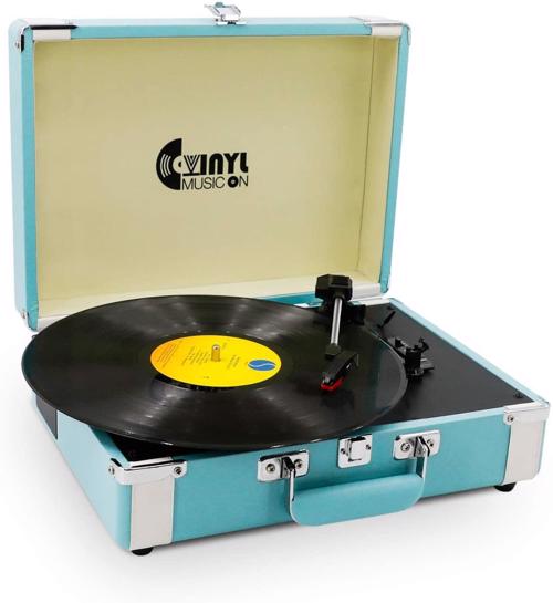 Full size cover page of the book 'VMO VMO-004 PORTABLE BLUETOOTH TURNTABLE WITH STEREO SPEAKER BLUE'