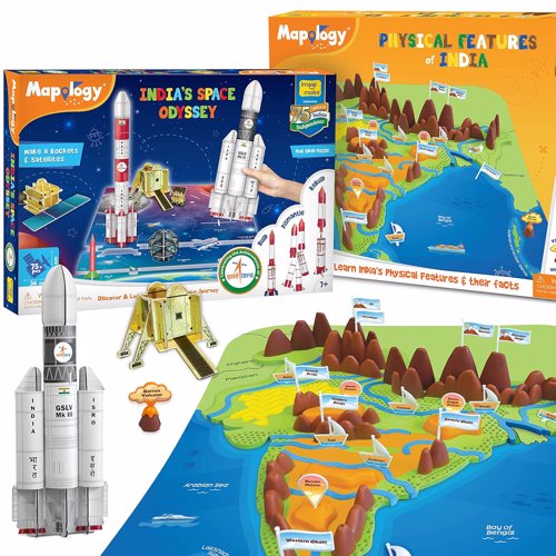 Full size cover page of the book 'ImagiMake IMMP55 Mapology India Space Odyssey Age7+'
