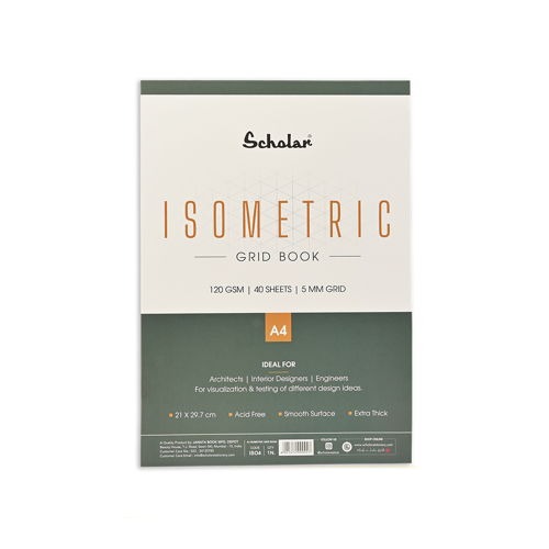 Full size cover page of the book 'SCHOLAR ISO4 ISOMETRIC BOOK PREMIUM 40 SHTS A4'