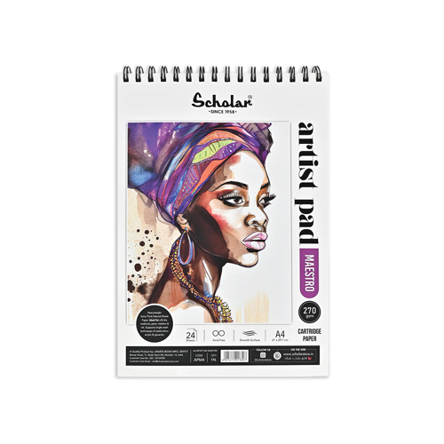 Full size cover page of the book 'SCHOLAR APM4 ARTIST PAD MAESTRO A4 DR EX BOOK 270 GSM'