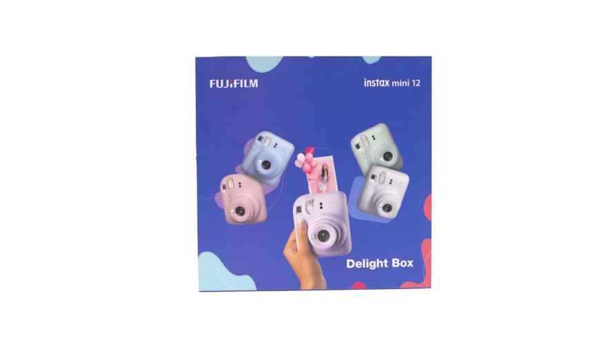 Full size cover page of the book 'Instax Mini 12 Delight Box Blue 10 shots'