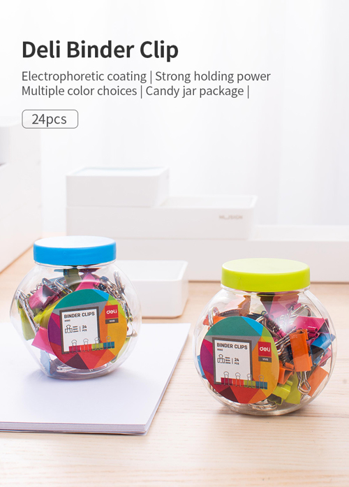 Full size cover page of the book 'DELI W8560 COLOR BINDER CLIPS AST 24 T'