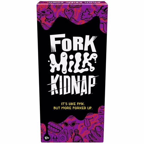 Full size cover page of the book 'HASBRO GAMING  F9449 ADULT PARTY GAME FORK MILK KIDNAP Non Elec'