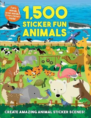 Full size cover page of the book '1,500 Sticker Fun Animals'