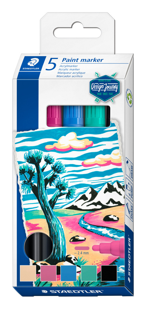 Full size cover page of the book 'Staedtler 349 C5  Lumocolor Acrylic Marker 5 Pcs'