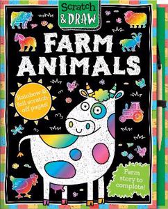 Cover page of the book 'SCRATCH & DRAW FARM ANIMALS'