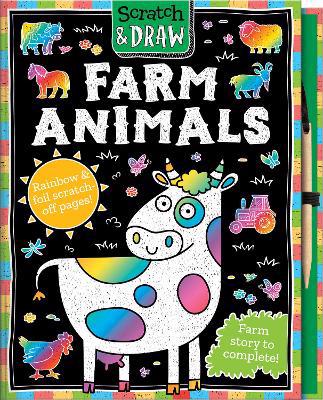 Full size cover page of the book 'SCRATCH & DRAW FARM ANIMALS'