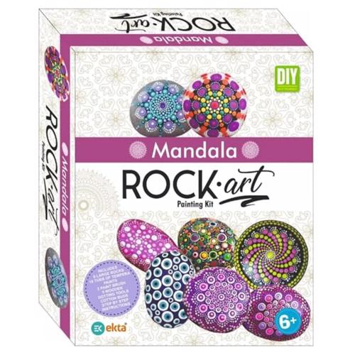 Full size cover page of the book 'EKTA Mandala rock art painting kit'