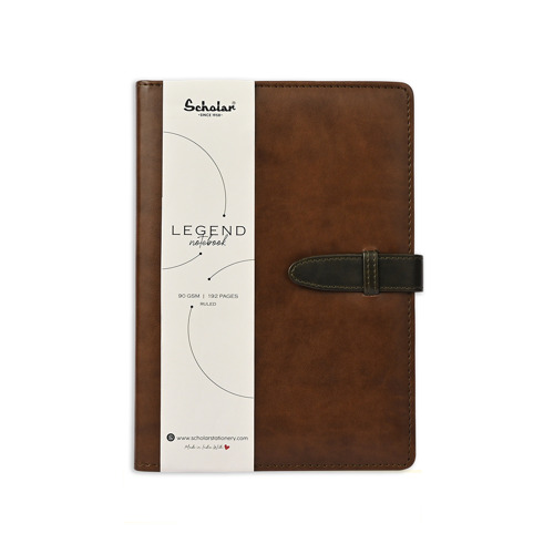 Full size cover page of the book 'Scholar Legend  Note Book A6 LEG1-C  (Charcoal Black) 192pgs'