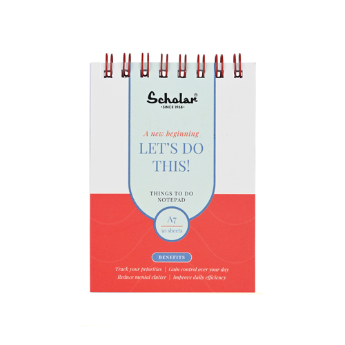 Full size cover page of the book 'Scholar TTS9 A7 Things To Do Spiral Pad  100pgs'