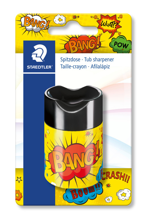 Full size cover page of the book 'Staedtler 511 66 COBK  Round Tub Sharpner Bk Comic'