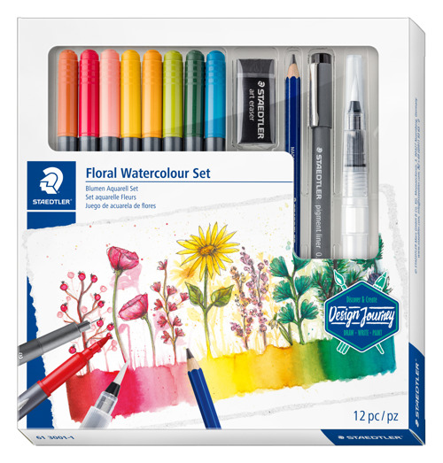 Full size cover page of the book 'Staedtler 61 3001-1  Floral Water Color Set'