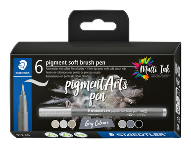 Cover page of the book 'Staedtler 372 C6  Pigment Soft Brush Pen Grey 6 Pcs'