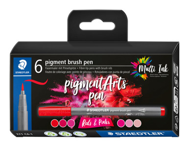 Cover page of the book 'Staedtler 371 C6-1  Pigment Brush Pen Red & Pink 6 P'